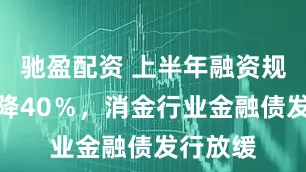 驰盈配资 上半年融资规模同比降40％，消金行业金融债发行放缓